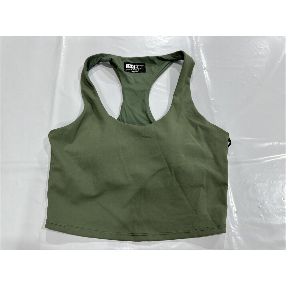 Beach Riot Sport Bra Women's Small Green Racerback Performance Activewear CEB238